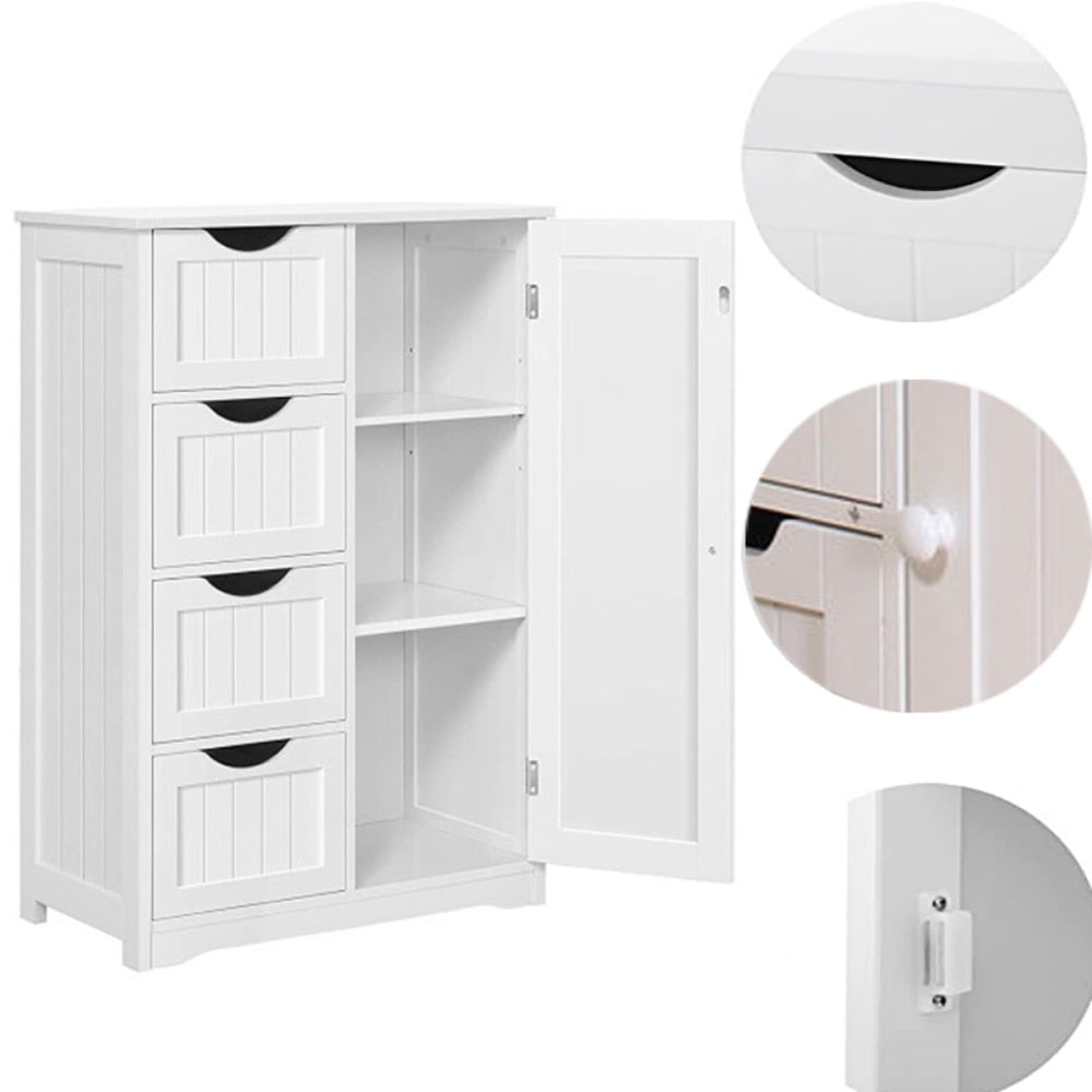 4 Drawer Storage Cabinet, Wooden  Organizer and Storage Cupboard